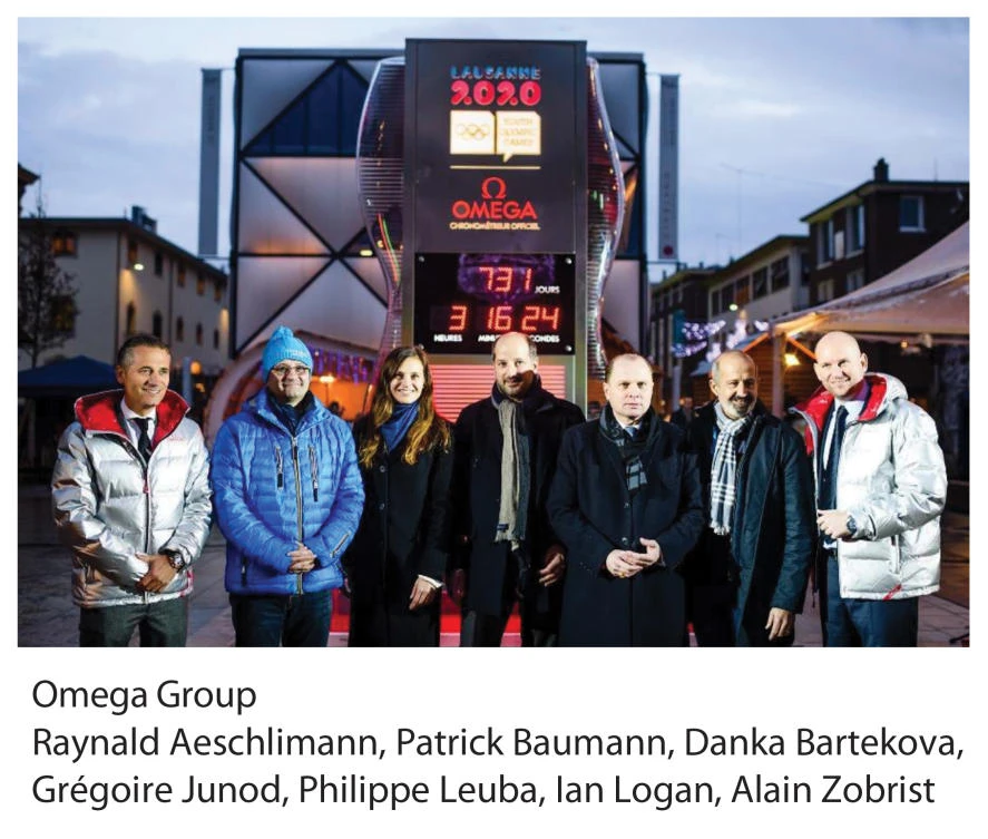 Raynald Aeschlimann, Patrick Baumann, Danka Bartekova, Gregoire Junod, Philippe Leuba, Ian Logan and Alain Zobrist at the Games countdown.