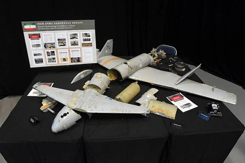 Metal debris at Joint Base Anacostia-Bolling. US officials say it is from arms that Iran provided to Yemen’s Houthi rebels. (US Mission to the UN)