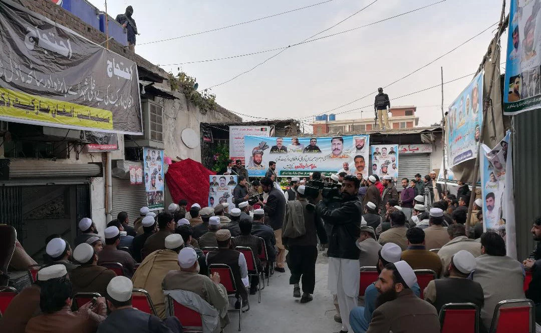 A view of the traders' convention at Afghan Market in Peshawar.