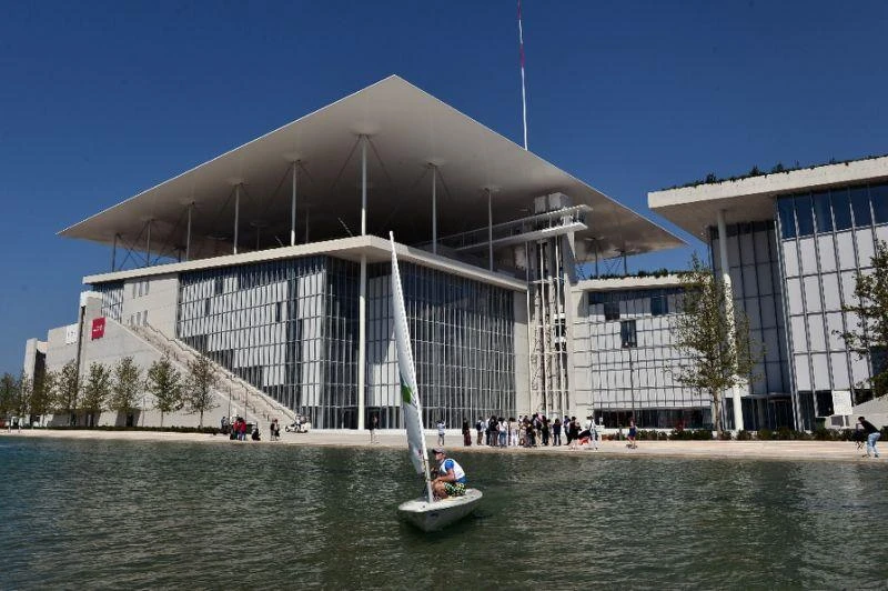 The library of 700,000 volumes is relocating to the Stavros Niarchos Foundation Cultural Center, a state-of-the-art seaside complex that also hosts the Greek national opera. (AFP)