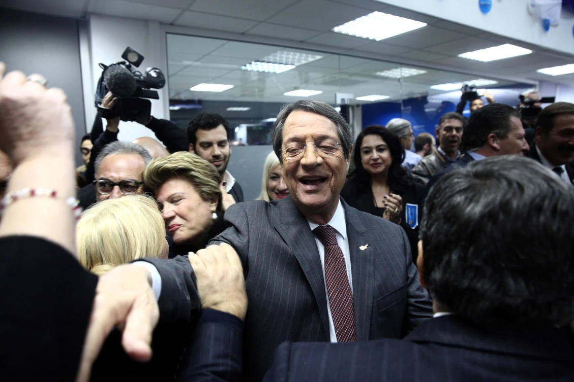 The executive bureau of center-right DIKO said that endorsing either President Nicos Anastasiades, above, or independent Stavros Malas would be a reversal of the party’s stance on reunification talks with the divided nation’s breakaway Turkish Cypriots. (Reuters)