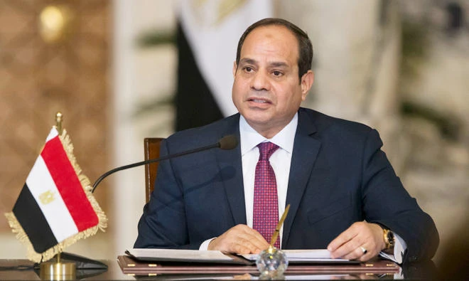Egyptian President Abdel Fattah El-Sisi recently said in the speech that he may call on Egyptians to take to the streets to give him a “mandate” in the face of what he described as “villains,” without specifying who he meant. (AP)
