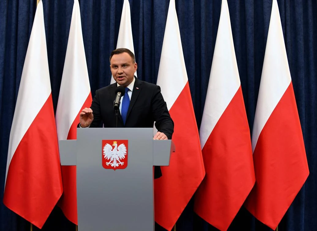 Poland's President Andrzej Duda gives a press conference on February 6, 2018 in Warsaw to announce that he will sign into law a controversial Holocaust bill which has sparked tensions with Israel, the US and Ukraine. (AFP)