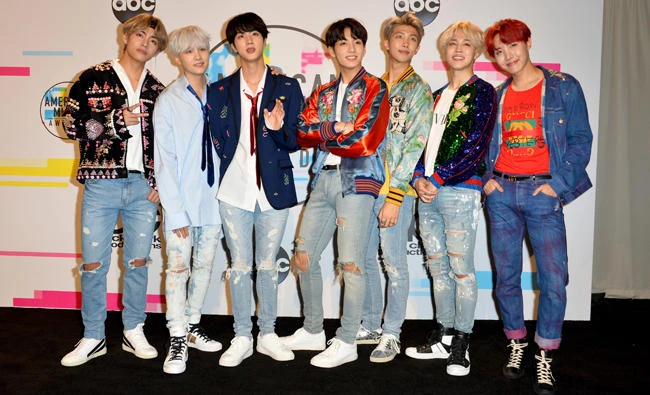 BTS at the 2017 American Music Awards at the Microsoft Theatre LA Live.