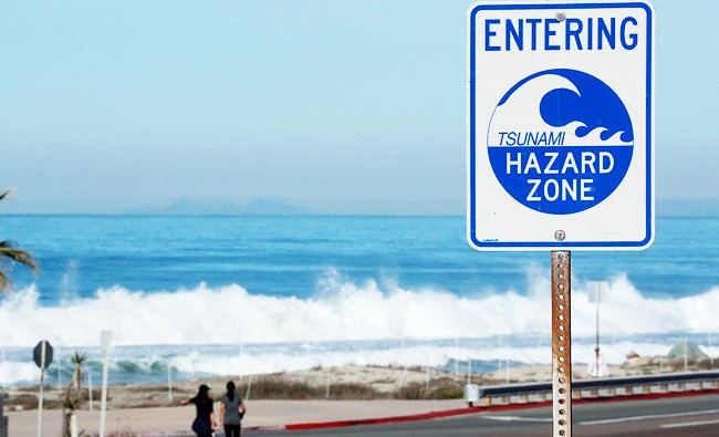 A tsunami sign is shown along the coastal highway in Cardiff, California, U.S., in this January 23, 2018 photo. (REUTERS)