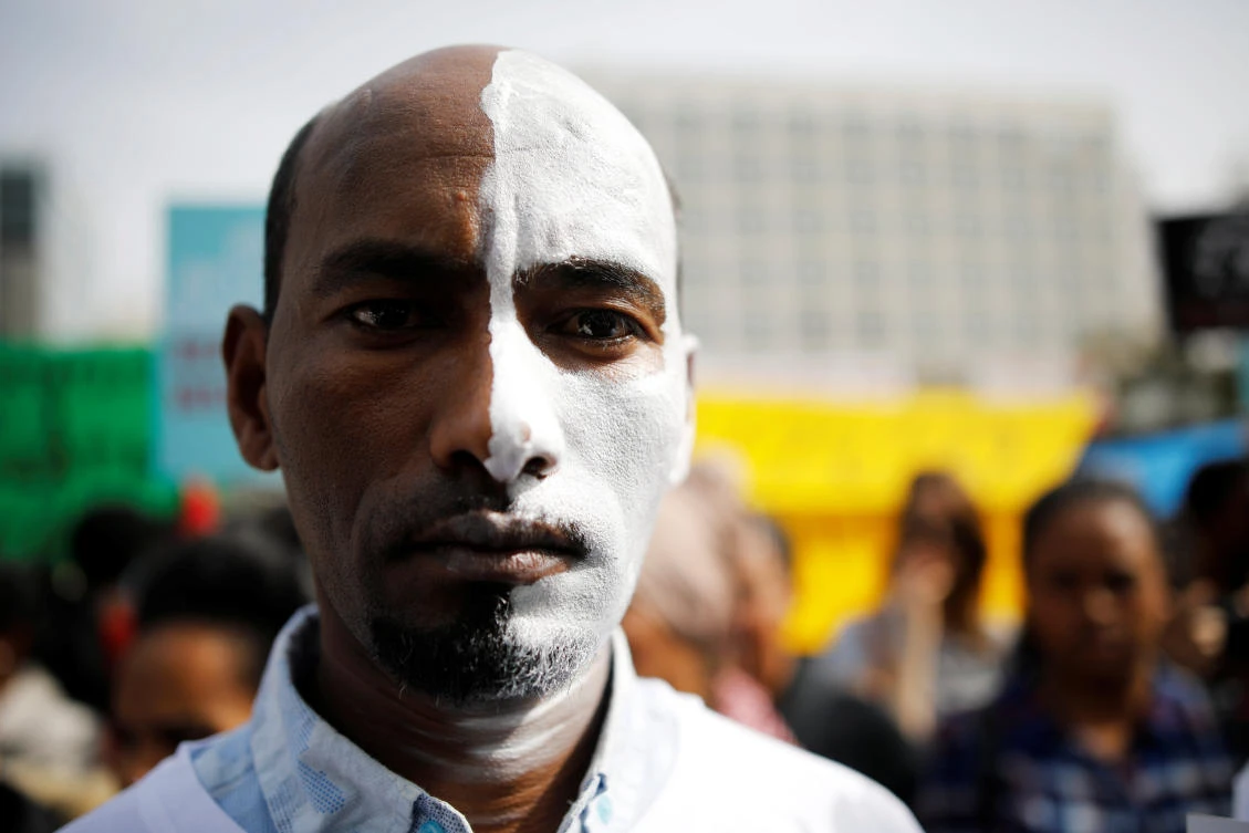 An African migrant is seen during a protest against the Israeli government's plan to deport part of the African migrant community. (REUTERS)