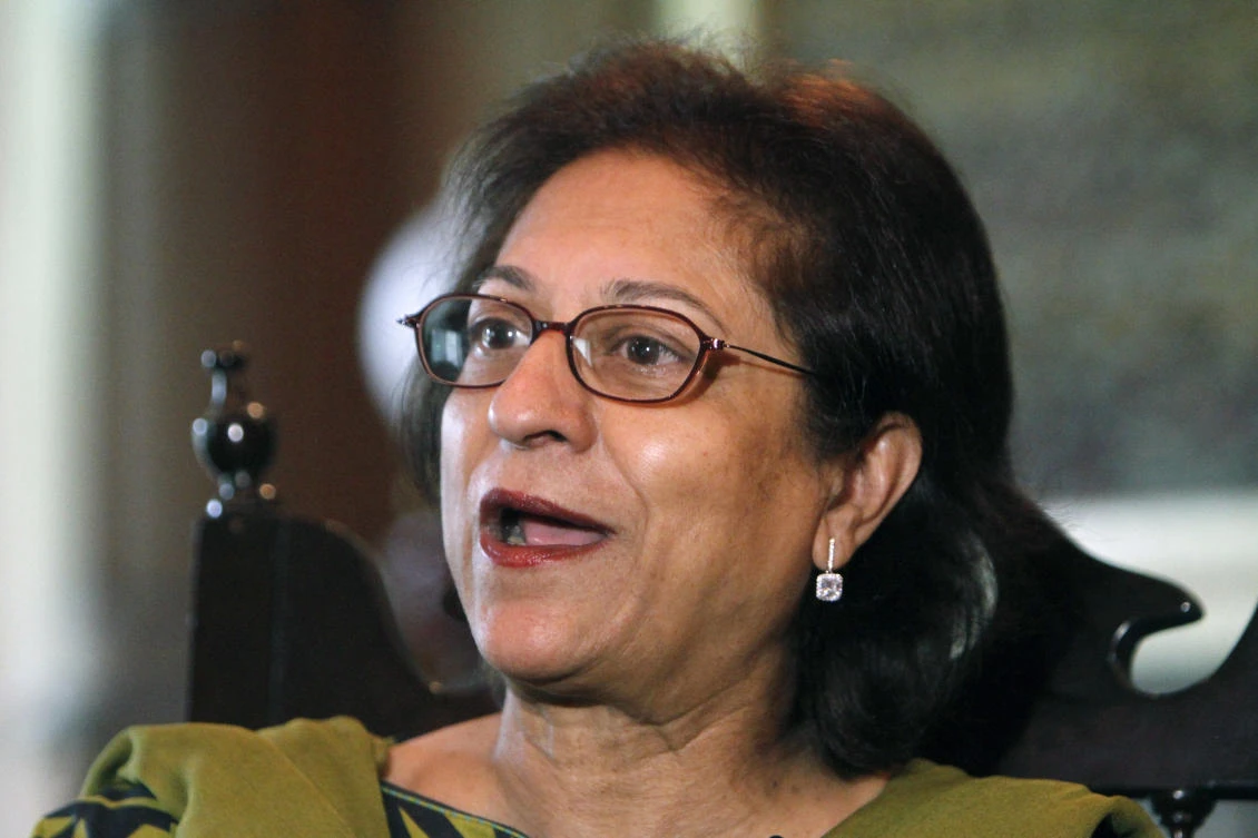 In this June 14, 2017 file photo, Pakistani human rights activist Asma Jehangir speaks to The Associated Press in Lahore, Pakistan. (AP)