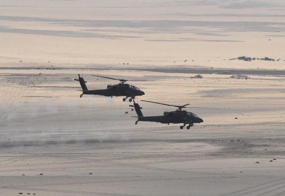 Egyptian army helicopters during a major assault against militants. Airstrikes had hit at least 60 militant targets in the Sinai peninsula. (Ministry of Defense via Reuters)
