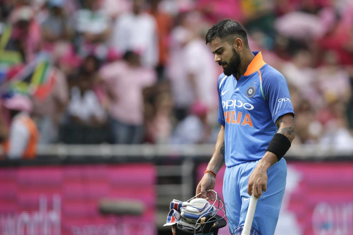 Indian batsman and Captain Virat Kohli leaves the field after being dismissed during an ODI in South Africa. (AFP)