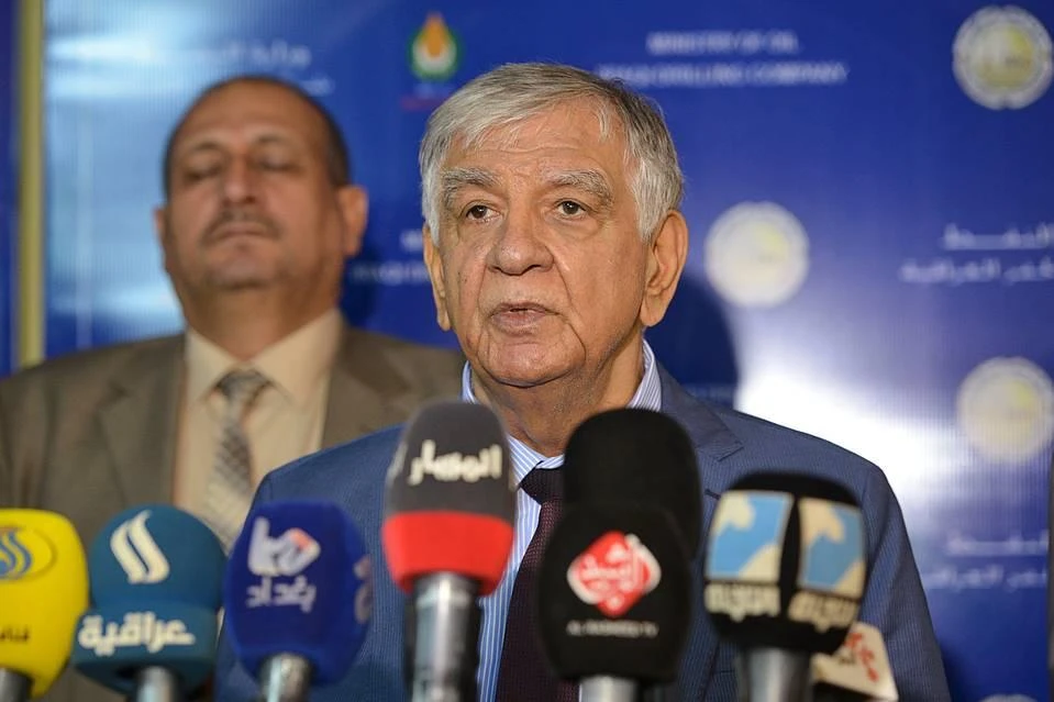 In this file photo Iraqi Oil Minister Jabar Ali Al-Luaibi speaks during a news conference in Basra, Iraq. (REUTERS)