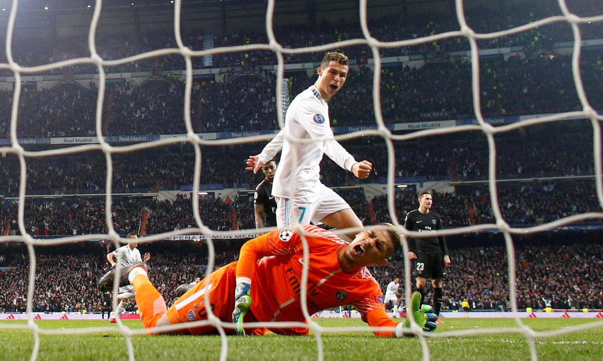 Real Madrid's Cristiano Ronaldo scored a brace to give Real the advantage in PSG encounter. (Reuters)