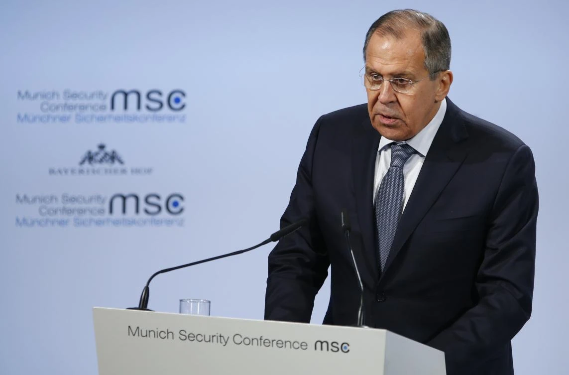 Russian Foreign Minister Sergei Lavrov talks at the Munich Security Conference in Munich, Germany, February 17, 2018. (Reuters)