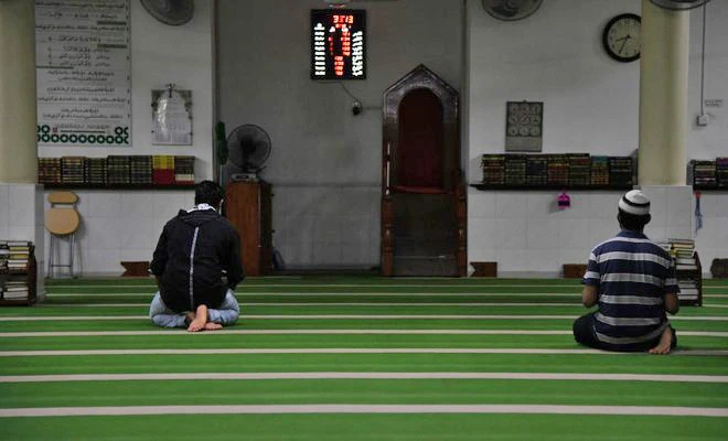 People offer prayers at a Mosque in the capital of the Maldives, Male on February 7, 2018. (AFP)