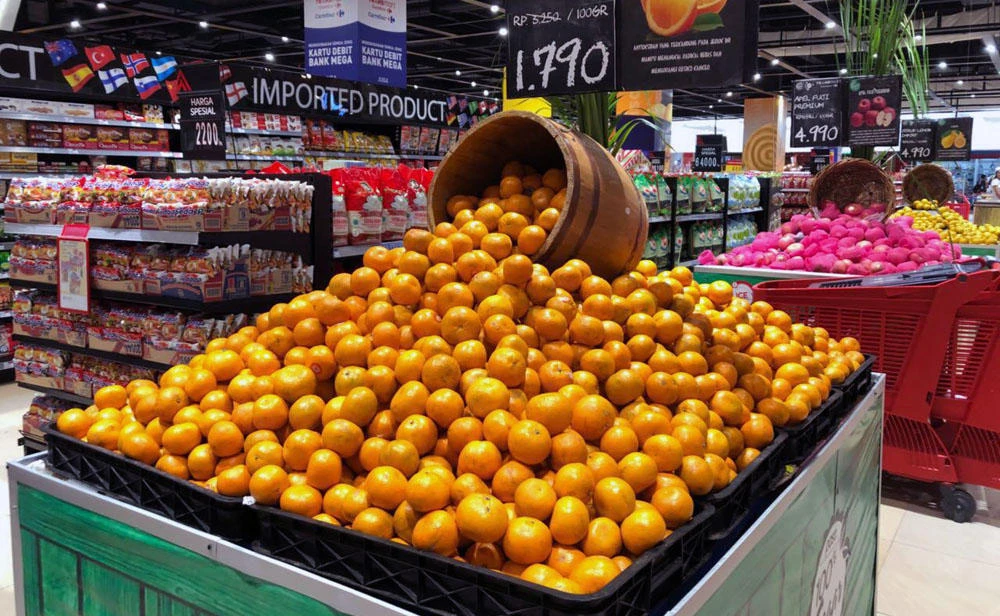 Pakistani Kinnow displayed at a market in Jakarta, Indonesia. (Photo courtesy: PFVA)