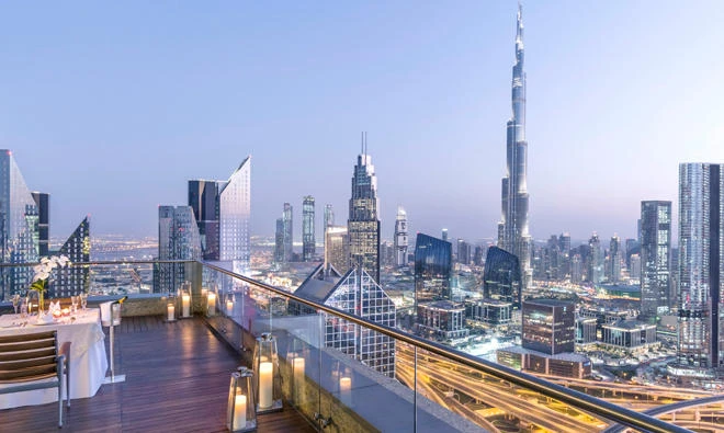 The hotel is located on the Sheikh Zayed Road in Dubai.