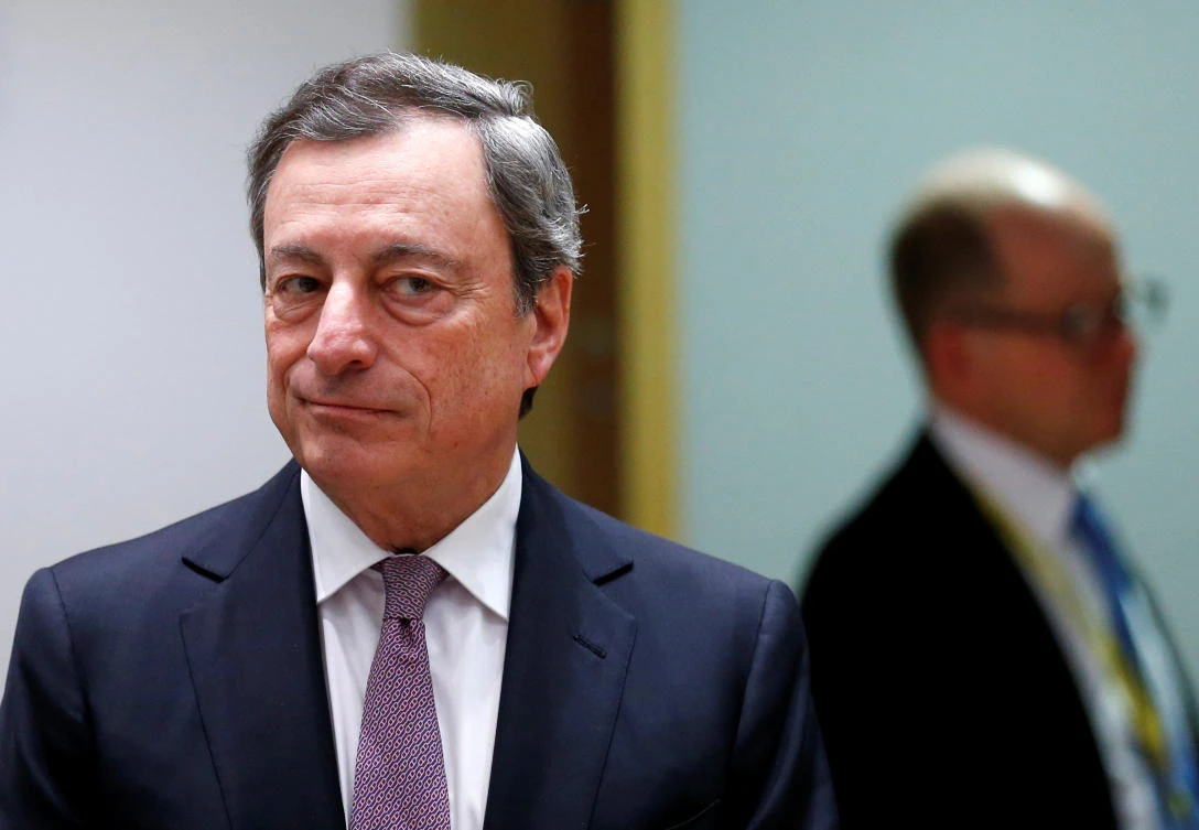 Above, European Central Bank President Mario Draghi attends a eurozone finance ministers meeting in Brussels on Monday, February 19. (Reuters)
