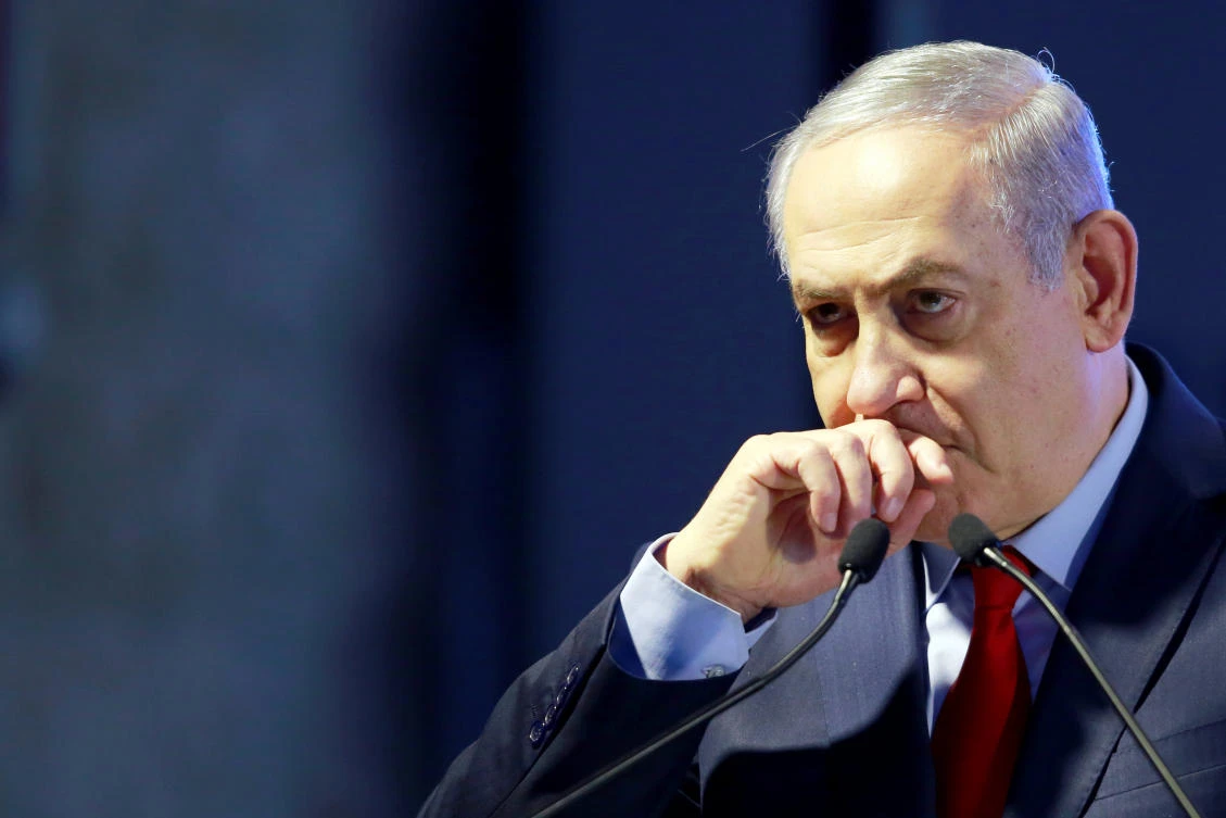 Israeli Prime Minister Benjamin Netanyahu gestures as he speaks during an inauguration ceremony for a fortified emergency room at the Barzilai Medical Center in Ashkelon, southern Israel, February 20, 2018. (REUTERS)
