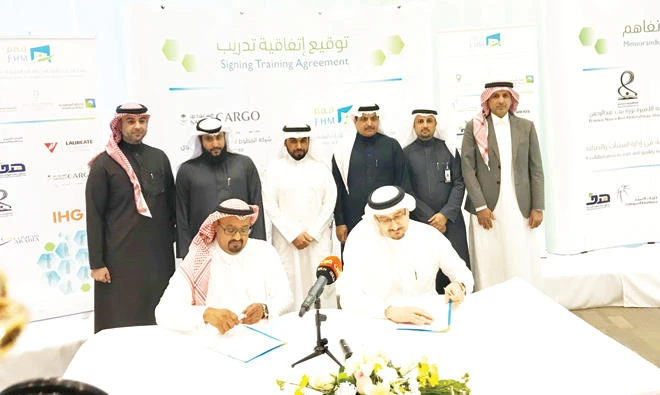 Mohammed Bushnaq, president, human resources, Saudia Cargo, and Talal Al-Harigi, executive director, NTCFHM, signed the agreement at the International Tourism and Hospitality College in Riyadh.