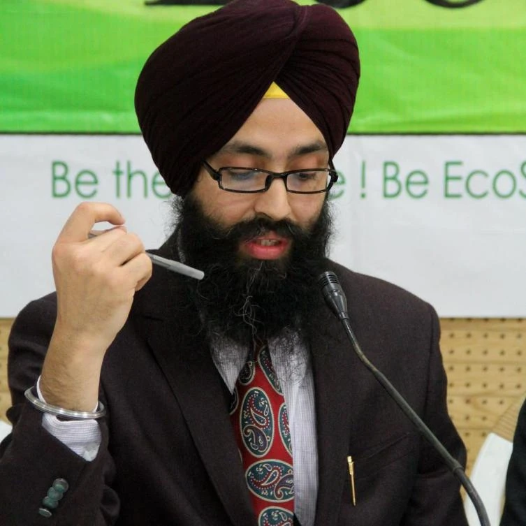 Prominent Sikh environmentalist Ravneet Singh was approached by a man outside the UK parliament who shouted “Muslim go back” before attempting to remove his Sikh head covering. (Photo courtesy of ecosikh.org)