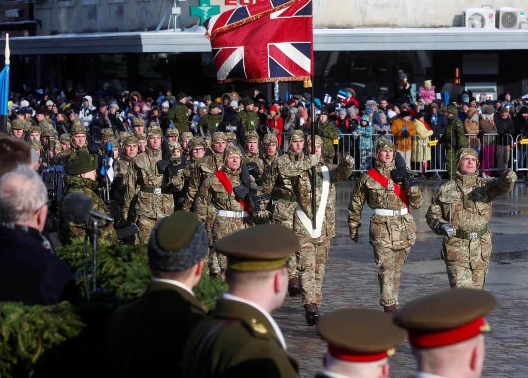 A British army detachment parades during Estonia’s centenary celebration in Tallinn. Estonia declared independence in 1918 as the Tsarist Russian empire collapsed during World War I. But it was annexed by the Soviet Union under a 1939 deal with Nazi Germany in World War II. The nation of 1.3 million people then broke free from the crumbling Soviet Union in 1991. (Reuters)