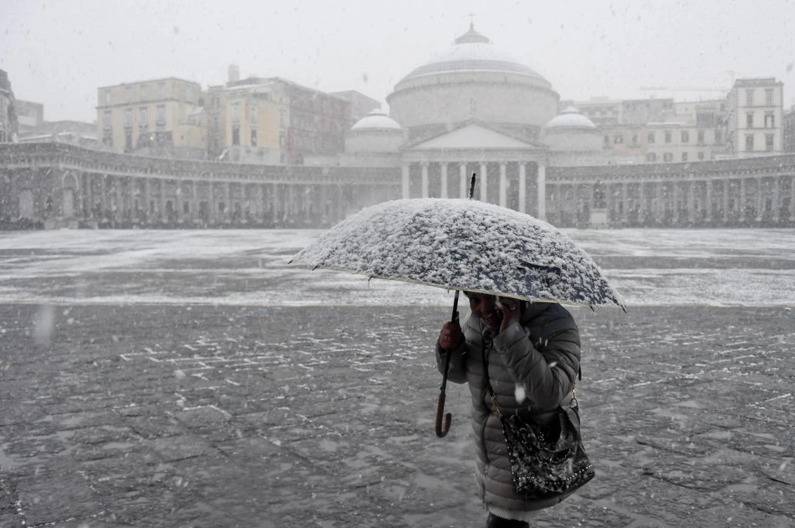 The Arctic storm saw temperatures across Europe fall Monday and Tuesday to their lowest level this winter, and even brought a rare a snowstorm to Rome. (AP)
