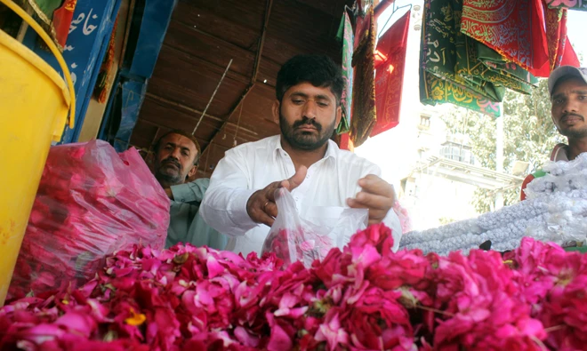 Flower sellers at the shrine.