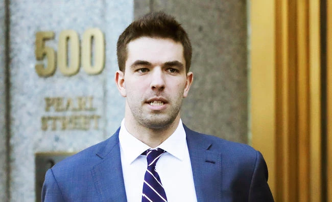 Billy McFarland leaves federal court on Tuesday, in New York. He faces a sentence of 8 to 10 years. (AP)