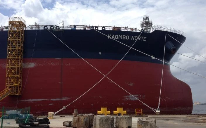 The Kaombo Norte floating production, storage and offloading vessel can pump 115,000 barrels per day, half the oil block’s eventual production. (Courtesy Total)