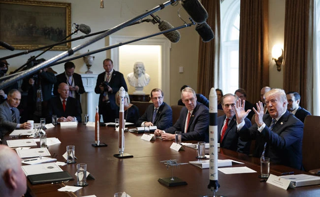 In this March 8, 2018, photo, President Donald Trump speaks during a cabinet meeting at the White House in Washington. (AP Photo/Evan Vucci)