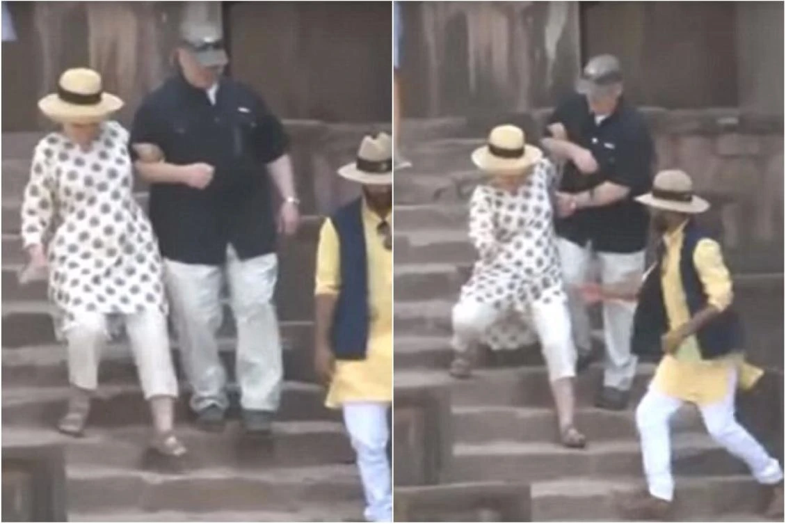 Hillary takes a fall, twice