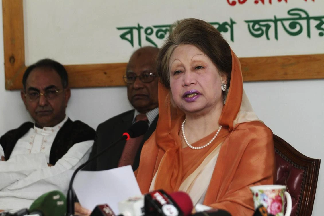 Bangladesh opposition leader Khaleda Zia speaks during a press conference in Dhaka. (File Photo: AFP)