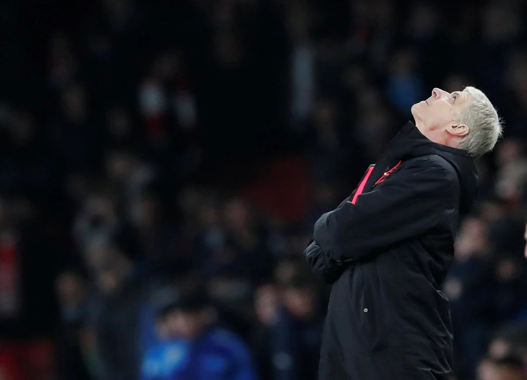 Arsene Wenger is through to the quarterfinals of the Europa League, but that should not mask how off the pace his Arsenal side are in the Premier League. (Reuters)