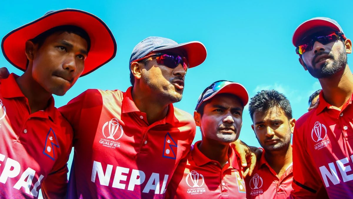Nepal’s cricket team before a ICC World Cup Qualifier match in Zimbabwe where the Rhinos failed to advance to the second stage of the tournament. (ICC)