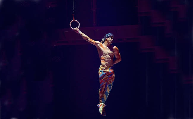 This Sept. 24, 2017, photo provided by Michael Kass shows Yann Arnaud during a Cirque du Soleil performance in Toronto. Arnaud died early Sunday, March 18, 2018, after falling while performing during a show on Saturday in Tampa, Florida. (Michael Kass via AP)
