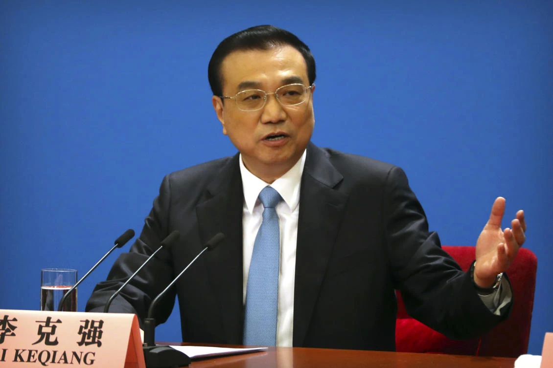 Premier Li Keqiang, above, made no mention of a possible Chinese response in the event US President Donald Trump raises import barriers over trade complaints against Beijing, but other officials say the government is ready to act. (AP)