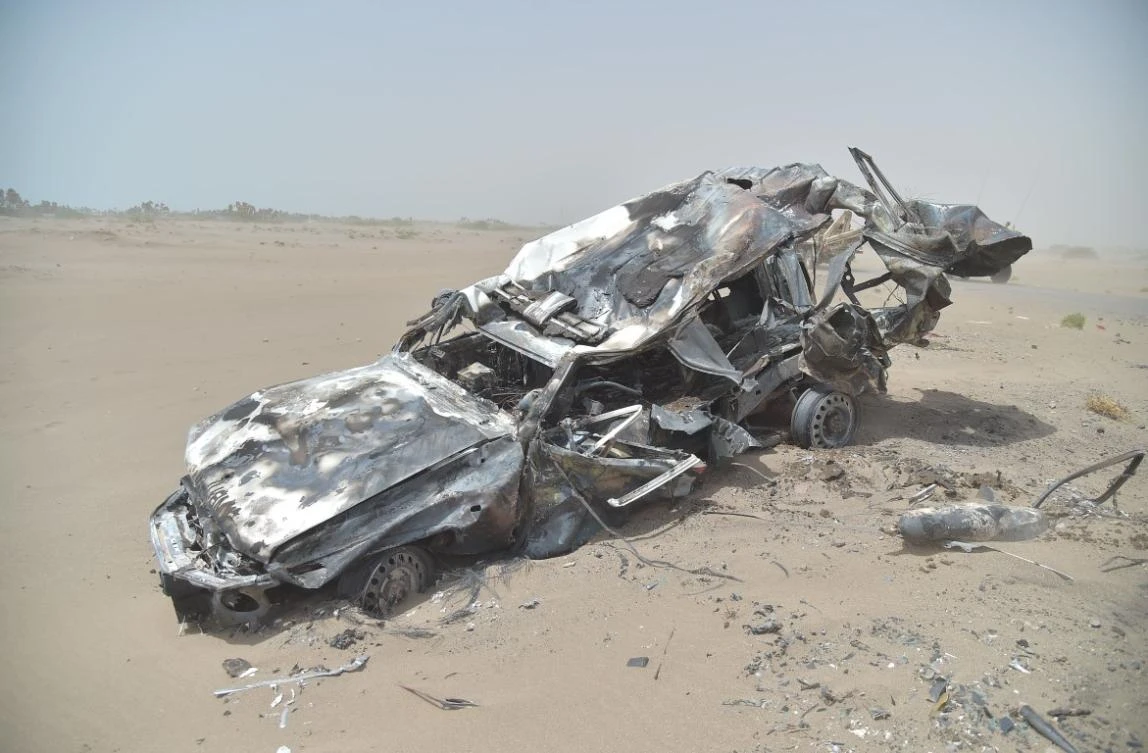 Civilian ambulance targeted by Houthi milita. (WAM)
