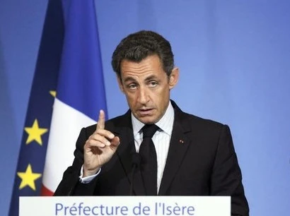 In this file photo taken on July 30, 2010, Nicolas Sarkozy gives a speech in Grenoble. (AFP)