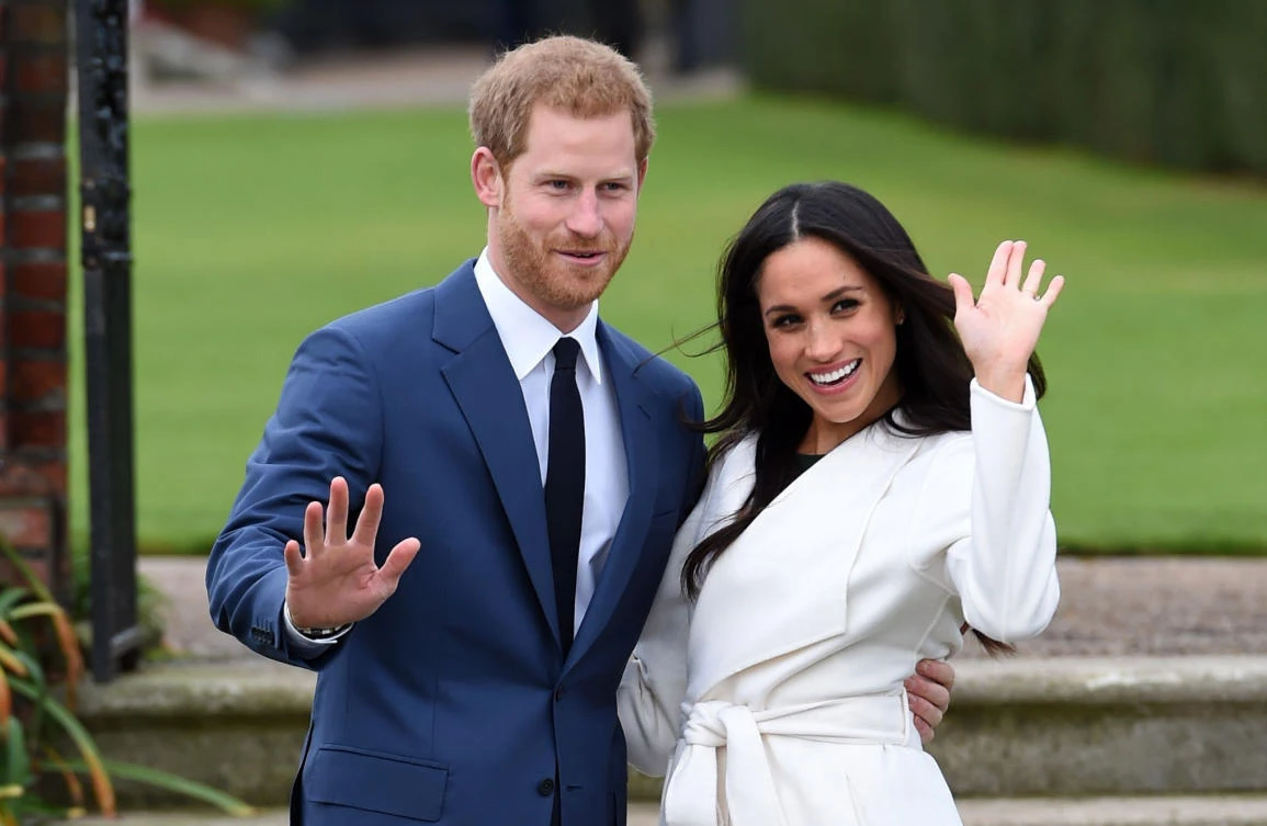 In this file photo, Britain’s Prince Harry, left, and Meghan Markle pose for the media at Kensington Palace in London. (AP)