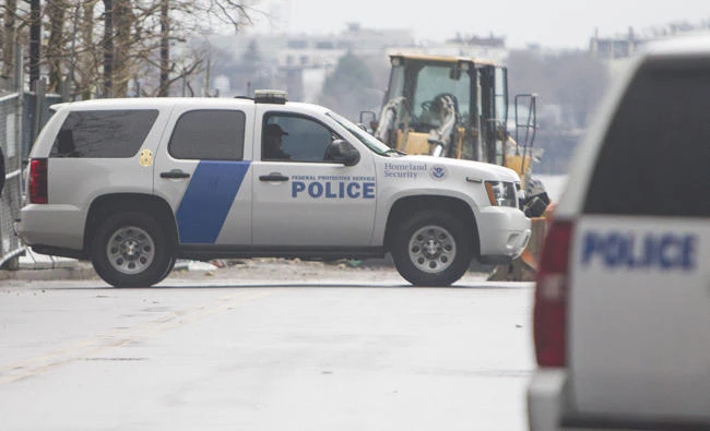 Federal Protective Services Police guard in Boston, Massachusetts, in this file photo. (AFP)