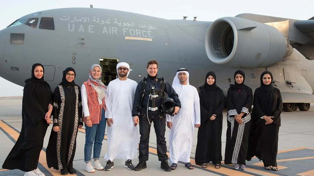 Tom Cruise with the 'Mission Impossible: Fallout' crew in Abu Dhabi. (Source: Abu Dhabi Film Commission Instagarm)