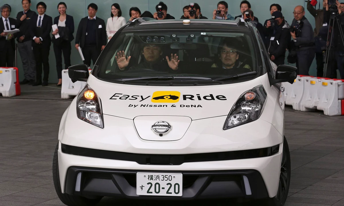 Nissan’s Easy Ride robo-vehicle is put to the test in Yokohama. (AP Photo)