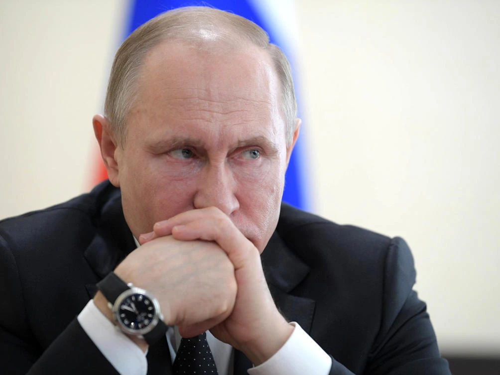 Russian President Vladimir Putin attends a meeting in Russia on Tuesday, March 27, 2018. (AP)
