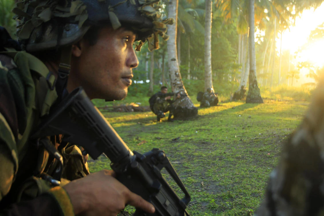 In this file photo Philippine soldiers are seen taking their position. (Mark Navales/AFP)