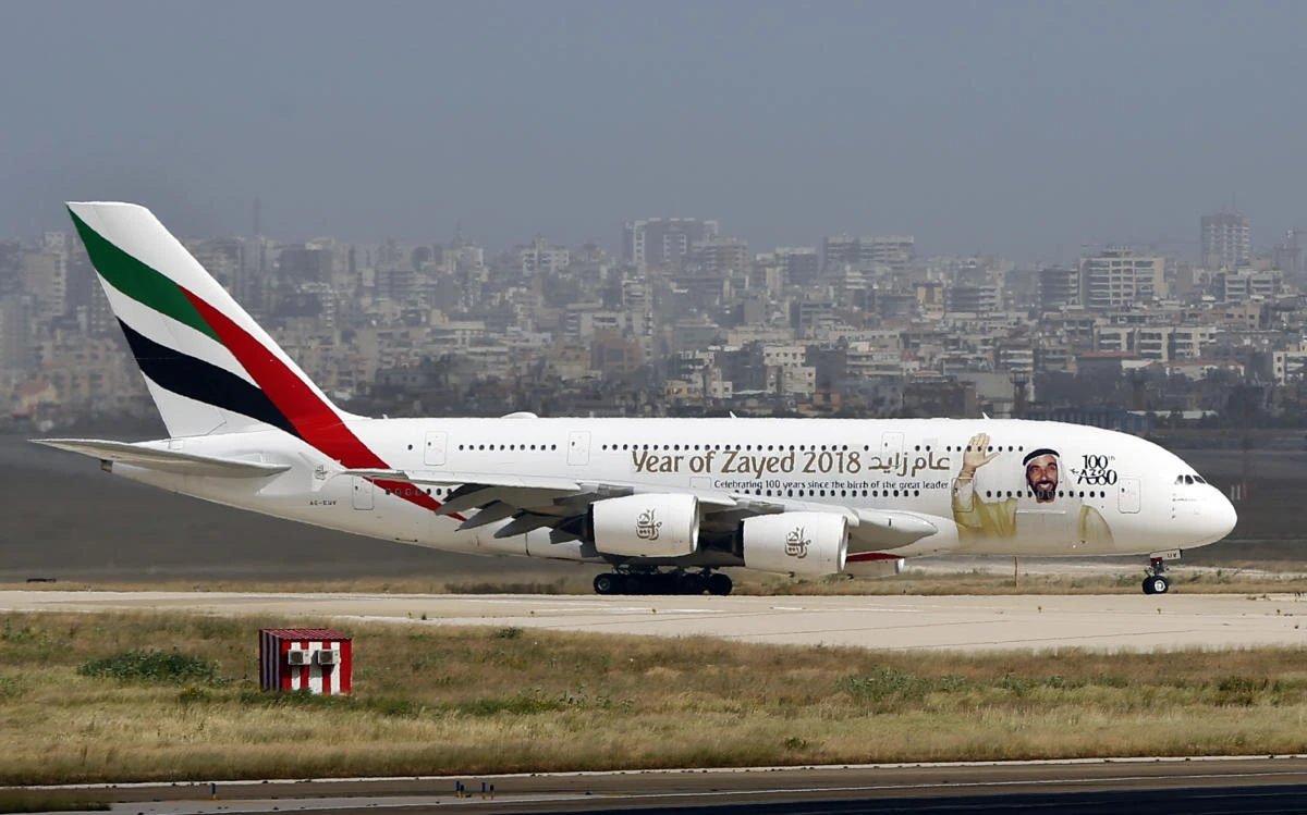 An Emirates superjumbo has made the first paying A380 flight to Lebanon. (AP Photo)