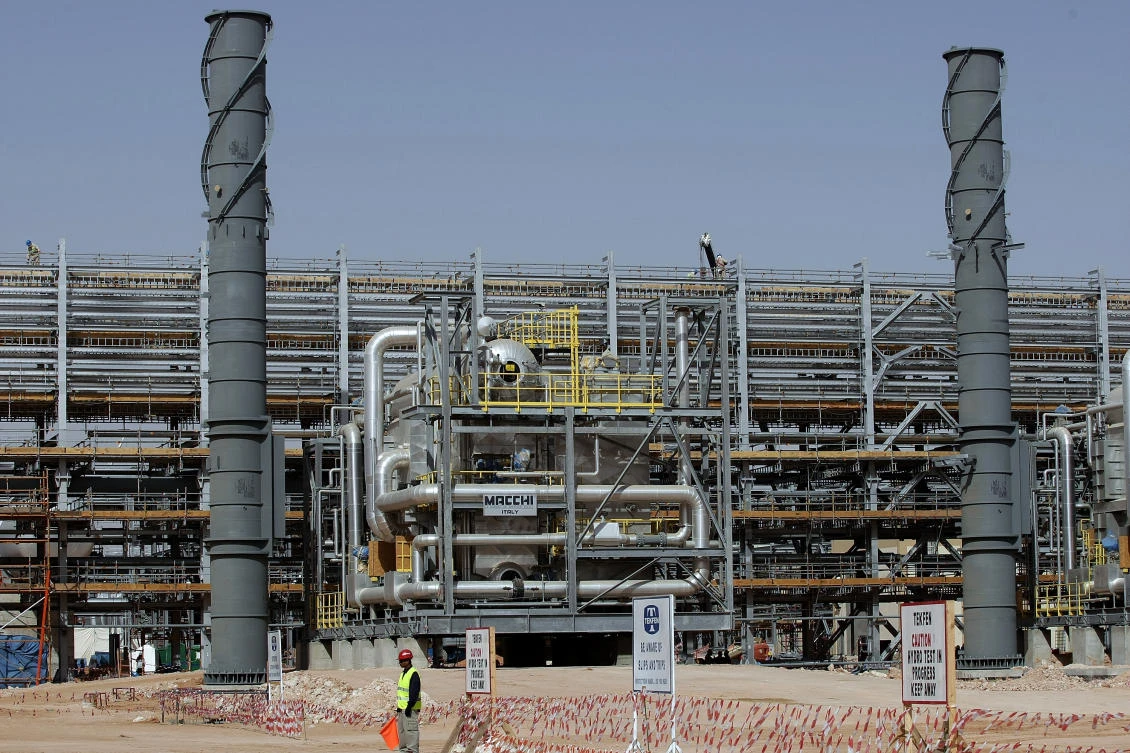 Saudi Aramco’s Khurais oil processing facility, 160 km east of the capital Riyadh. The Kingdom has been overhauling its stock market rules to prepare for the local listing of state-owned Aramco. (AFP)