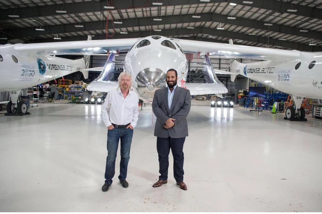 Saudi crown prince visits Virgin Galactic and Mojavi Air and Space port in California