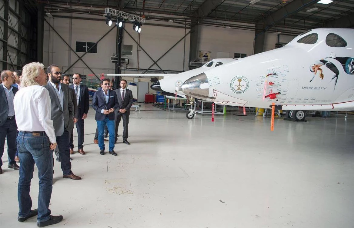 Saudi crown prince visits Virgin Galactic and Mojavi Air and Space port in California