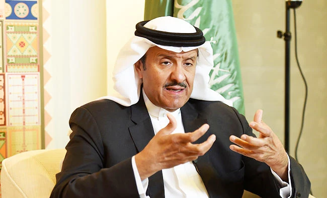 Head of the Saudi Commission for Tourism and National Heritage, Prince Sultan bin Salman bin Abdulaziz, speaks during an interview with AFP at the commission's headquarters in Riyadh, in this December 18, 2017 file photo. (AFP)