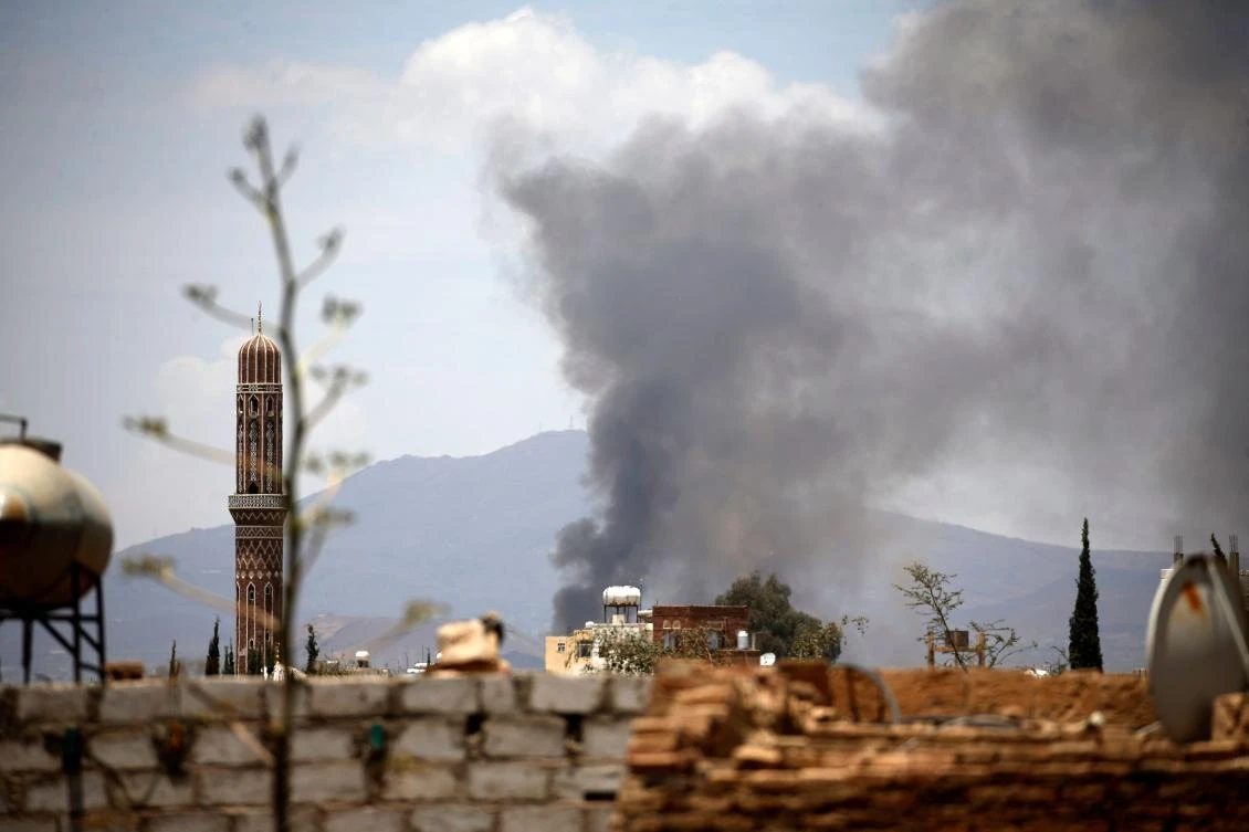 Smoke billows following an air-strike by the Arab coalition targeting Houthi militia areas. (AFP)