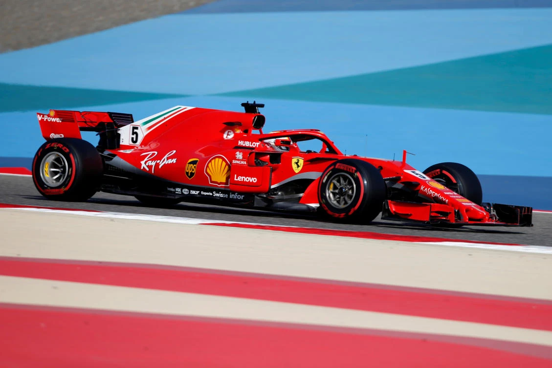 Ferrari's Sebastian Vettel in action at the Bahrain Grand Prix, where he will start the race in pole position. (REUTERS)